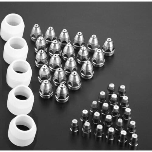 45pcs P-80 Plasma Cutter Torch Cup Electrodes Covered Ends 1.3 80Amp Replacement