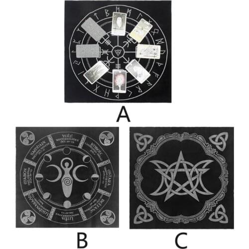 49x49cm Tarot Tablecloth Triple Moon Pentagram Pagan Altar Tarot Cloth Flannel Dropshipping