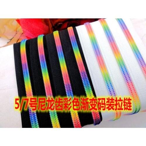 5# 7# nylon zipper reversible coil can cut iridescent rainbow color for bags shoes Sofa cover window curtain garment accessories