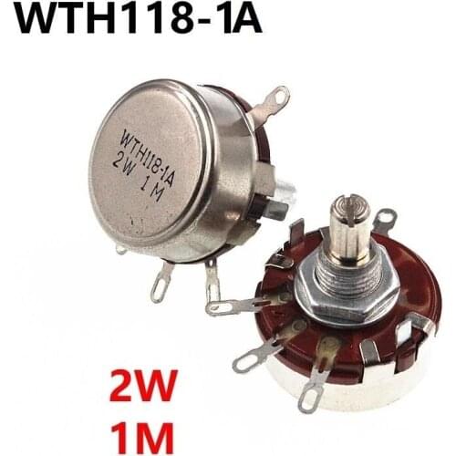 5Pcs WTH118 2W 1M Single Turn Carbon Film Potentiometer