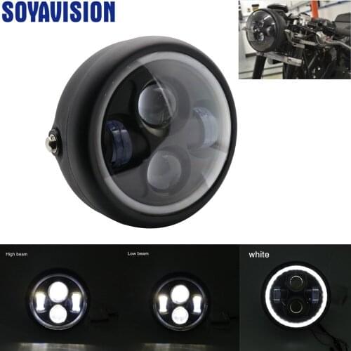 6.5" Motorcycle LED Headlight HeadLamp Bulb for Harley Sportster Cafe Racer Bobber Motor HeadLamp DRL With Angel Ring