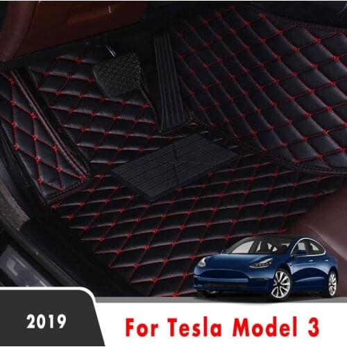 For Tesla Model 3 2019 Car Floor Mats Carpets Parts Protector Covers Auto Interior Accessories Waterproof Leather Rugs Foot Pads
