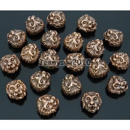 Solid Metal Vintage Tibetan Copper Lion Head Bracelet Necklace Connector Charm Beads 50Pcs/Pack