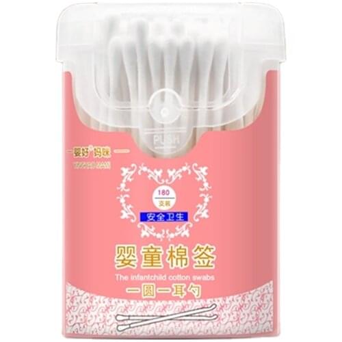 Clean Hygienic 200 Cylindrical Thin Stick Double-Ended Baby Paper Reels Bamboo Cotton Swabs Buds