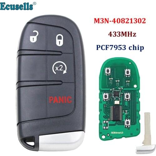 Smart Remote Key fob 3 button 2+1 buttons 433MHz PCF7953 chip for Fiat 500 500L 500X for Jeep Compass Renegade M3N-40821302