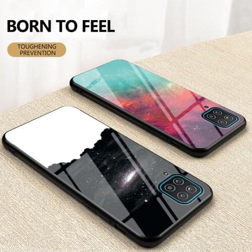 For Samsung galaxy A12 A42 S20 FE 5G Case Gradient Painted Glass phone case for Samsung m51 a12 a42 Starry Sky Back Cover