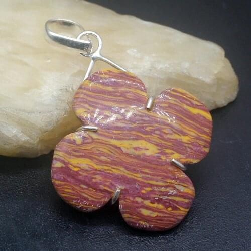 Gemstonefactory Jewelry Big Promotion Single Unique 925 Silver Red Yellow Malachite Women Lady Necklace Pendant 20210236