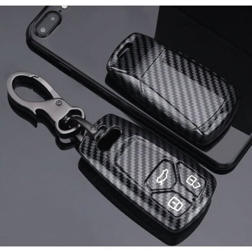 Glossy Carbon fiber ABS Car Remote Key Case Fob Cover For Audi A4 Allroad B9 Q5 Q7 TT TTS 4M 8S 2016 2017 2018 Auto Accessories