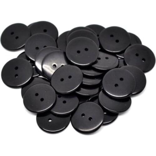 Hot 25 x Plain Round Resin Sewing Buttons for Knitting, Arts, Crafts and Clothes Black