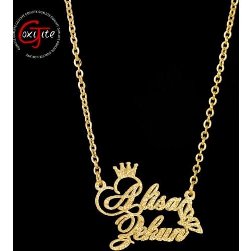 Goxijite Custom Stainless steel Frosted Name Necklace For Women Men Handmade Letters Nameplate Jewelry For Gifts