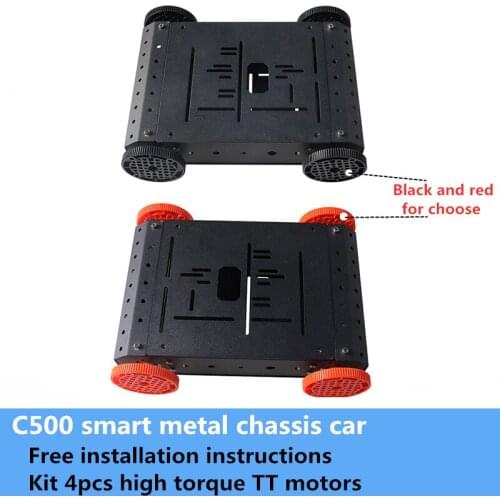 C500 4WD Metal Chassis Car Kit 4pcs High Torque TT Motors and Plastic Wheels DIY Smart RC Unassembled Toy for Competition