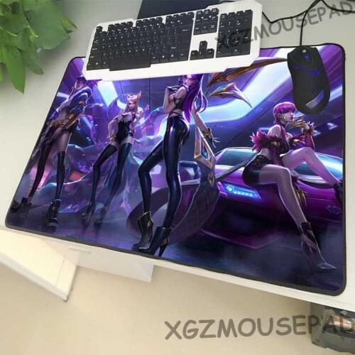 XGZ Anime Large Size Gaming Mouse Pad Lock Side Sexy Girl KDA Laptop PC Table Mat Rubber Non-slip for The League of Legends