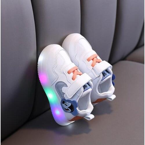 Led luminous Mickey Kids Shoes for boys girls Light Children Luminous baby Sneakers mesh sport Boy Girl Led Light Shoes