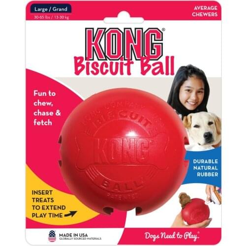 L-Size KONG Classic Biscuit Ball Dog Toy