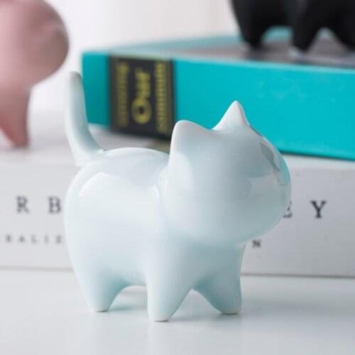 Modern Home Decor Mini Cuddly Cat Decoration Ceramic Small Crafts Living Room Table Ornaments Cute Gifts for Boyfriend Girls