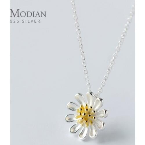 Modian Loverly Chrysanthemum Adjustable Sterling Silver 925 Pendant Necklace for Women Link Chain Necklace Fine Jewelry 2020 New