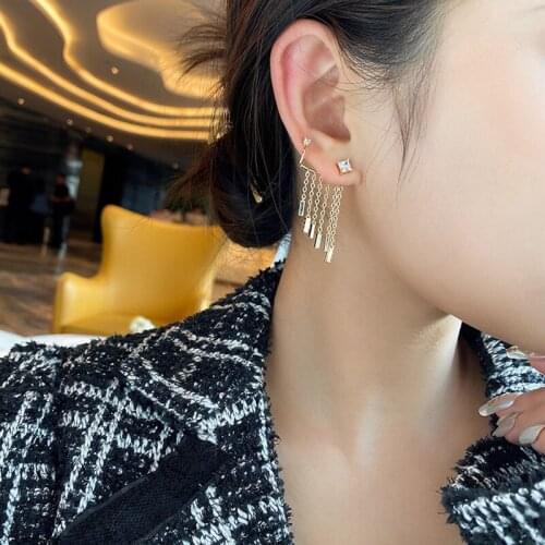 TIMRONLY Korean Fashion Tassel Earrings Shinning Rhinestone Hollow Chain Dangle Earring Wedding Gift for Women Female Jewellery