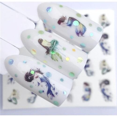 Nail Sticker Water Decals Mermaid Nail Stickers Slider Art design Decoration Manicure Foil Adhesive Wraps Tools Polish Pegatinas