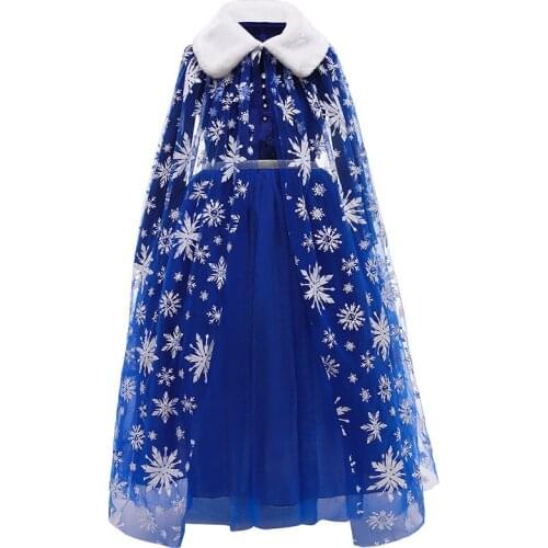 Baby Clothes Long Skirt Dress With Fur Collar Girls Birthday Party Evening Dress Girls Wedding Princess Dresses 2-10 Years Old