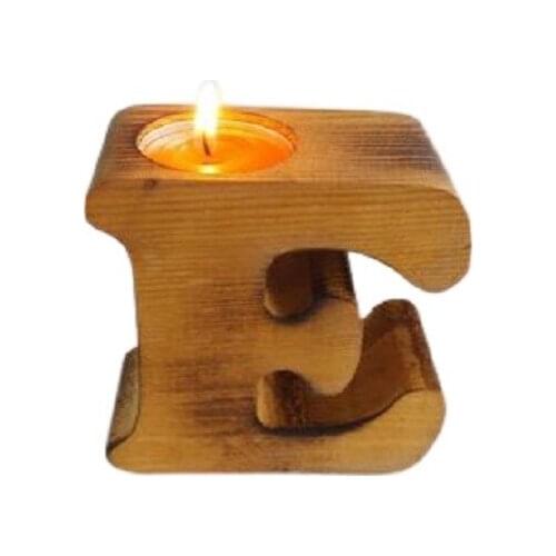Wholesale Hediyeci Wooden Letter candle Holder "e" candle and candlestick свеча и подсвечник vela y candelero