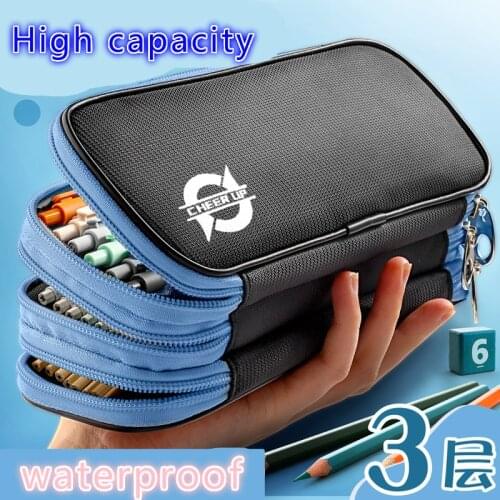 Large-capacity pencil case Student pencil bag Stationery box trend multi-function Zipper canvas pencil case for children pen box