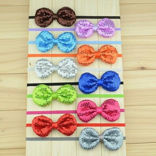 100 pcs/lot , Sequin Sparkly Bow Headband Sequin Valentines Headband