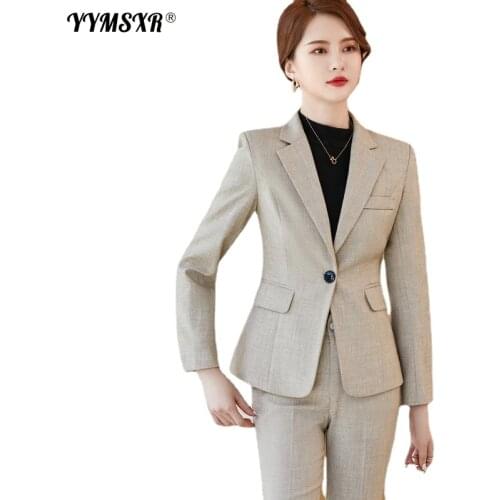 Professional Wear Womens Plus Size 2021 Autumn and Winter New Ladies Office Suit Interview Work Clothes Slim Trousers 2-piece