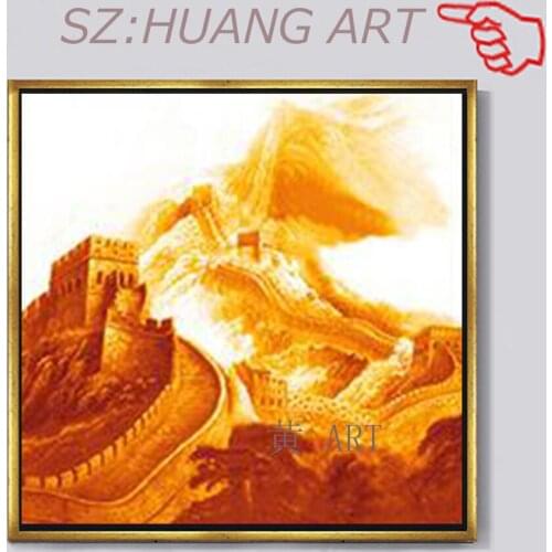 Hand-painted High Quality Wall Art The Great Wall Oil Painting on Canvas Beautiful Chinese Landscape The Great Wall Oil Painting