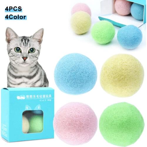 Wool Cat Balls Toy Carry on Bells Color Felt Pet Products for Kitten Funny Cat Supplies Interactive Cat Accessories Dropshipping