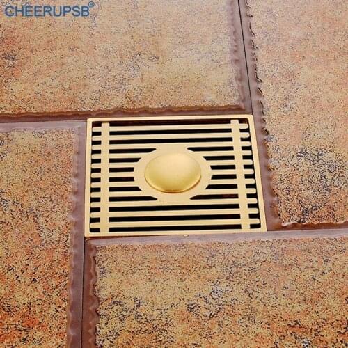 Washing Machine Floor Drain Bathroom Gold Drainer Waste Water Hair Barrier Smell Proof Anti Blocking Filter Square Pipe Hole Cap