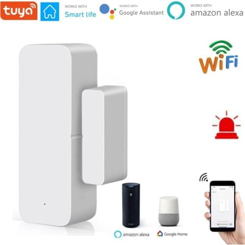 Tuya Smart WiFi Window Door Sensor Magnetic Door Detectors Wifi Home Alarm Voice Control With Alexa Google Home Smart Life APP