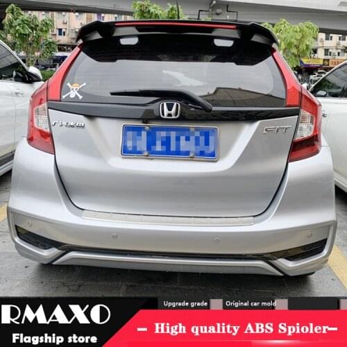For Fit Spoiler 2018-2019 Honda Jazz Long Ligh-D Spoiler ABS plastic Material Car Rear Wing Color Rear Spoiler