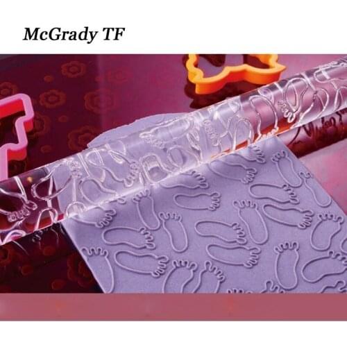 Footprint Pattern Acrylic Rolling Pin Embossing Roller Tools Foudant Sugarcraft Cake Decorating Tools Cake Tools