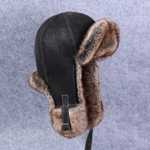 Bomber Hat Warm Men Women Winter Hats PU Leather Fur Russian Ushanka Thicken Snow Cap with Earflap Trapper