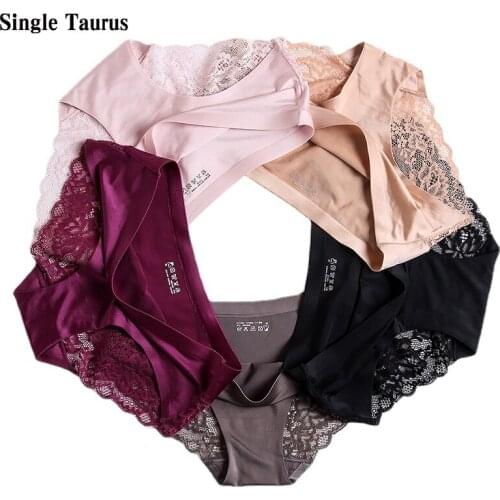 2020 Sexy Lack Cotton Soft Briefs Women Fashion Silk Pantalones Para Mujer Four Season Panties Women Breathable Underwear Mujer