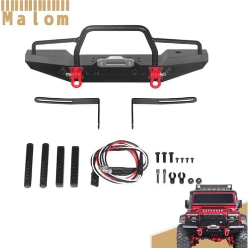 TRX-4 Metal Front Bumper with Led Light for 1/10 RC Crawler Car Axial SCX10 90046 Traxxas TRX4 D90 D110 Defender Upgrade Parts