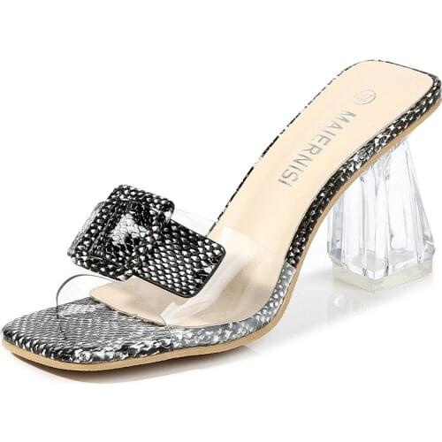 Mclubgirl Large Size Sandals Female Fairy Style Design Fashion Super Hot Dad Trendy Sadnals Crystal Clear Heels Sandals WZ-T8-10