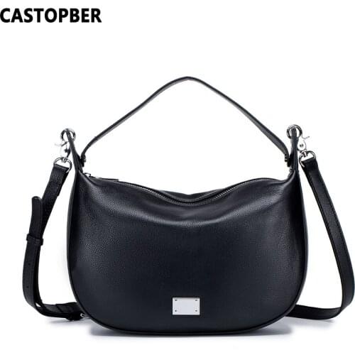 Womens Over The Shoulder Handbags Cow Genuine Leather Ladies Crossbody Bags Half Moon Tote Purses Korean Style Famous Brand Best