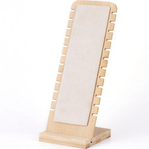 1Pc Bamboo Jewelry Display Stand L-Shaped Necklace Holder Display Stand Long Chain Hanging Organizer Board 10x25.8cm