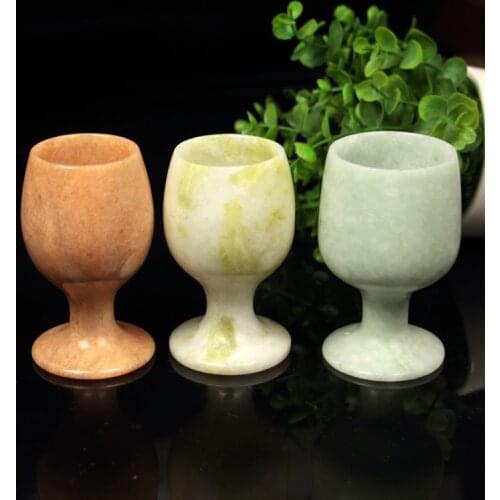 1pcs Natural White yellow green Jade Wine Glass Fashion Chinese Style Cup Hand-carved Crafts Teacup Charm Gifts New W89