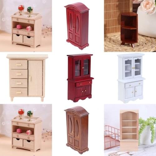 1Pcs Wardrobe Mini Book Bookshelf Cabinet Bedroom Furniture Model Kits Home Living For Dollhouse Scale Miniature