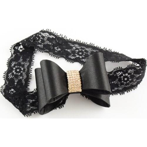 10 pcs / lot hair bow with bottons , ribbon Fabric bowknot decorative hair accessories with lace headband