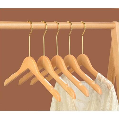 10pcs/lot Solid Wood Clothes Hangers with Anti-skid Shoulder Grooves Nonslip Wooden Coat Hanger for Garment Shop Display