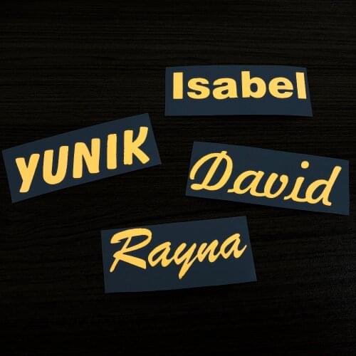 1X Yellow luminous Stickers Custom Name Label Personalised Tag Glow in the Dark For Kids Water Bottle Cellphone Personal Decor