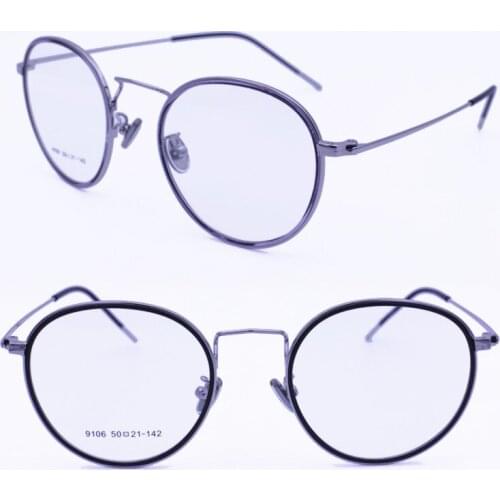 9106 nickel copper combined with TR90 decoration double rim retro shape full-rim tendy prescription progressive glasses for lady
