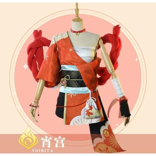 Anime Genshin Impact Yoimiya Game Suit Daily Dress Kimono Battle Uniform Cosplay Costume Halloween Women Free Shipping 2021 New
