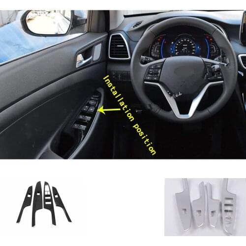 Car Handrail Armrest Door Window Glass Switch Panel Trim Stick Frame Molding 4pcs High Quality For Hyundai Tucson 2019 2020