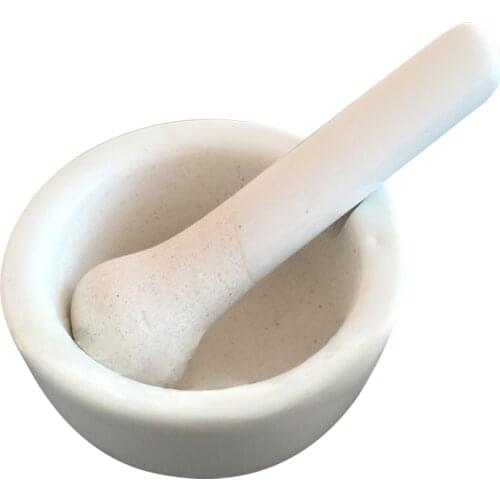White Granite Mortar & Pestle Natural Stone Grinder for Spices, Seasonings, Pastes, Pestos and Guacamole 100mm-Dia
