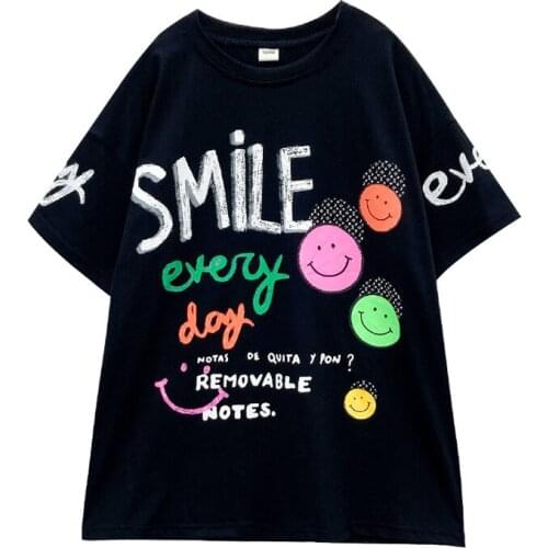 Children Girl Smile Letter Print Short Sleeve Tees 8 10 12 years old