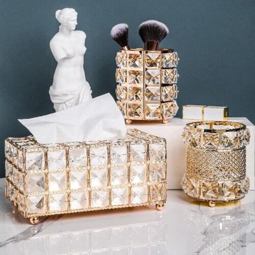 Crystal makeup brush nail tools storage box girl shining glass ornaments beauty brush cosmetic pen holder brush